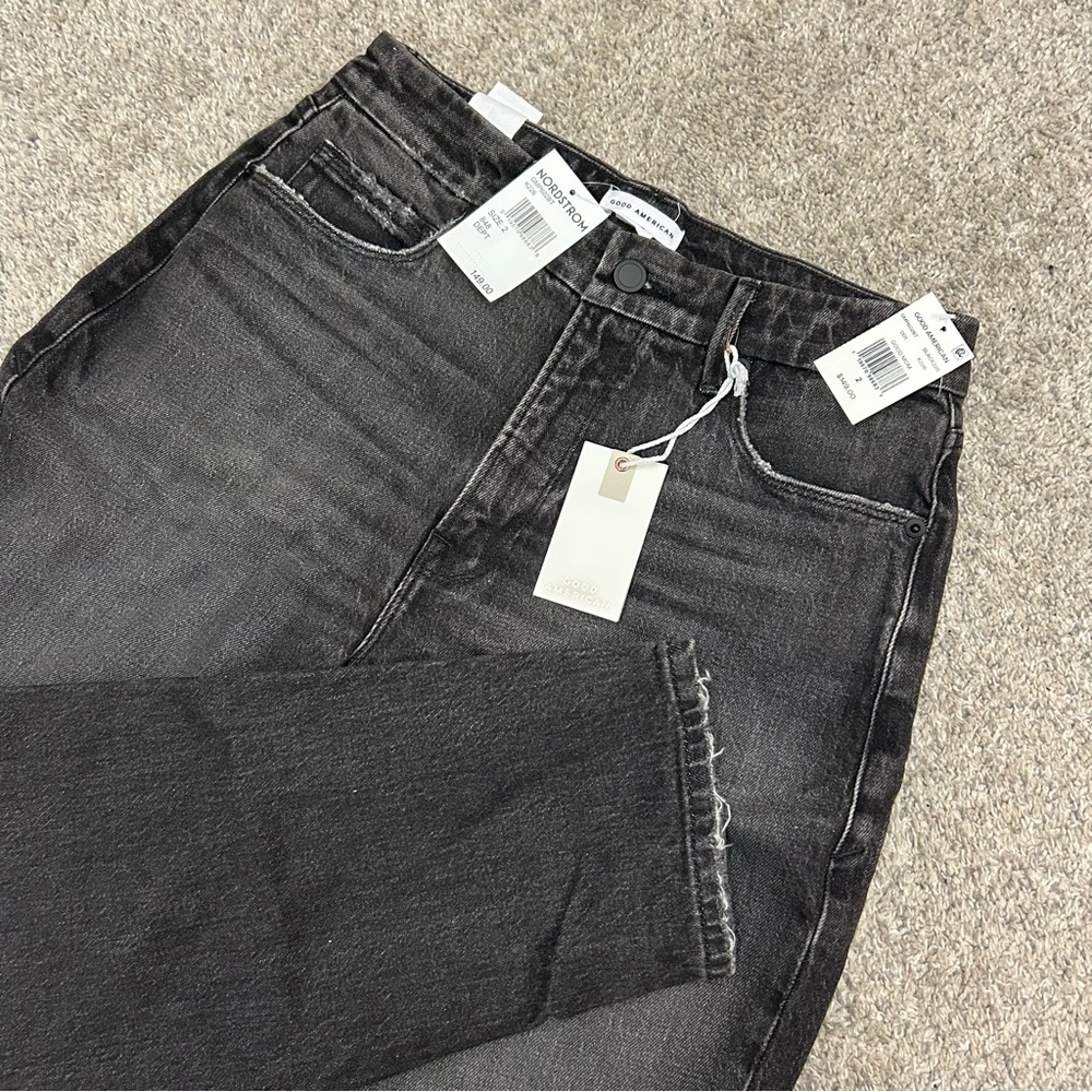 Good American Good Mom Jeans Women’s 2/26 Black‎ Denim New with Tags NWT